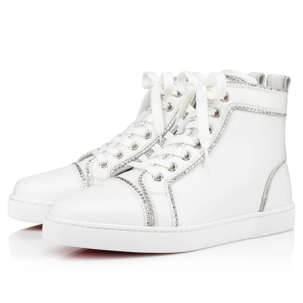 CHRISTIAN LOUBOUTIN Crystal Embellished High Top Sneakers Wedding 39.5 / 9.5